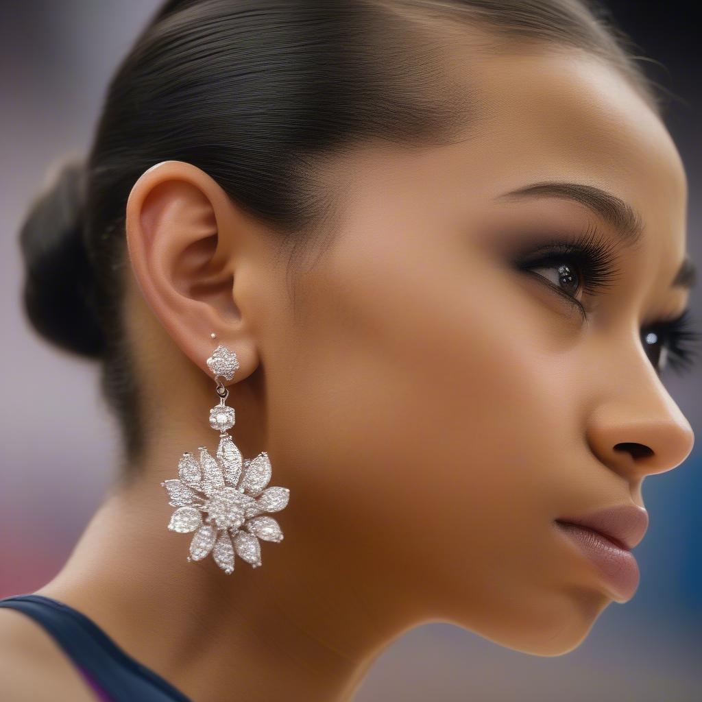 Gymnast Wearing Earrings During Competition