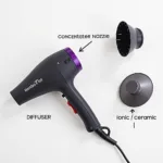 Various attachments and technology features of a hair blower turbo 1500