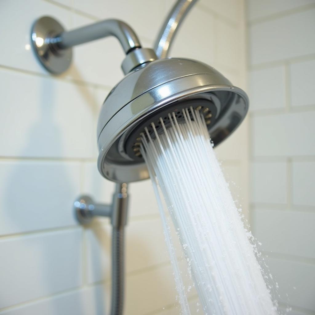 Hard Water Filter Installed on a Showerhead