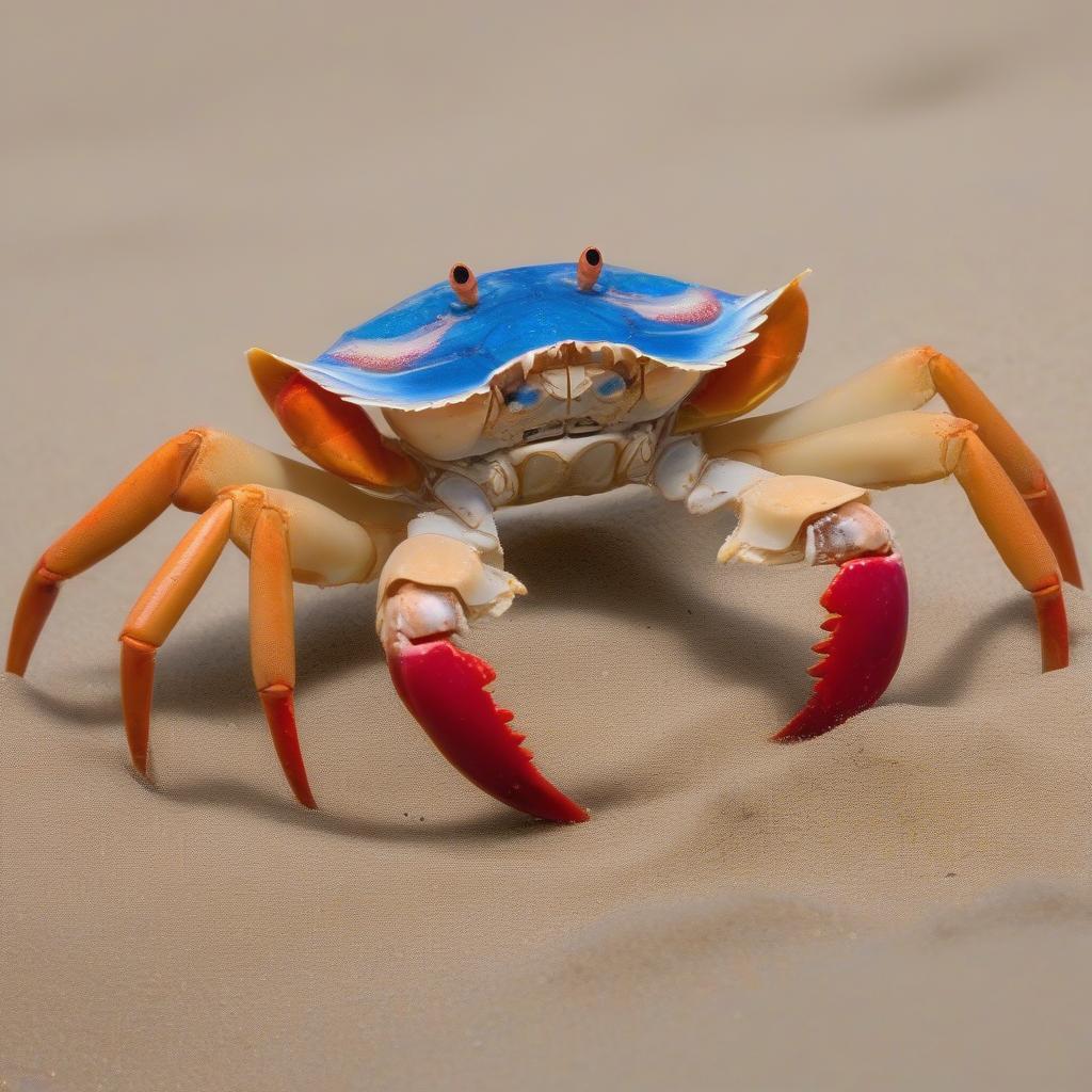 Healthy Moon Crab Burrowing in Sand