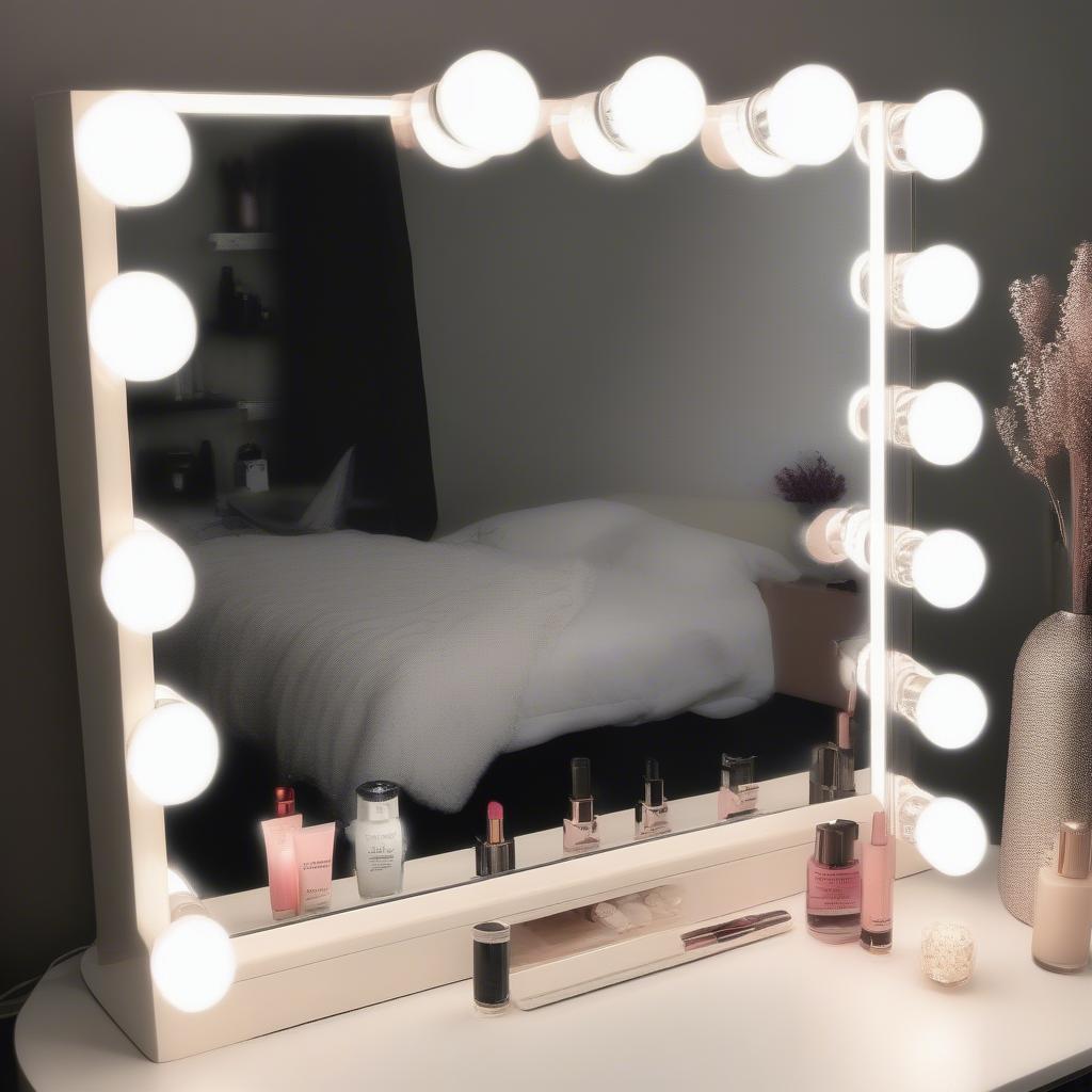 Hollywood Style Makeup Mirror with Integrated Lighting