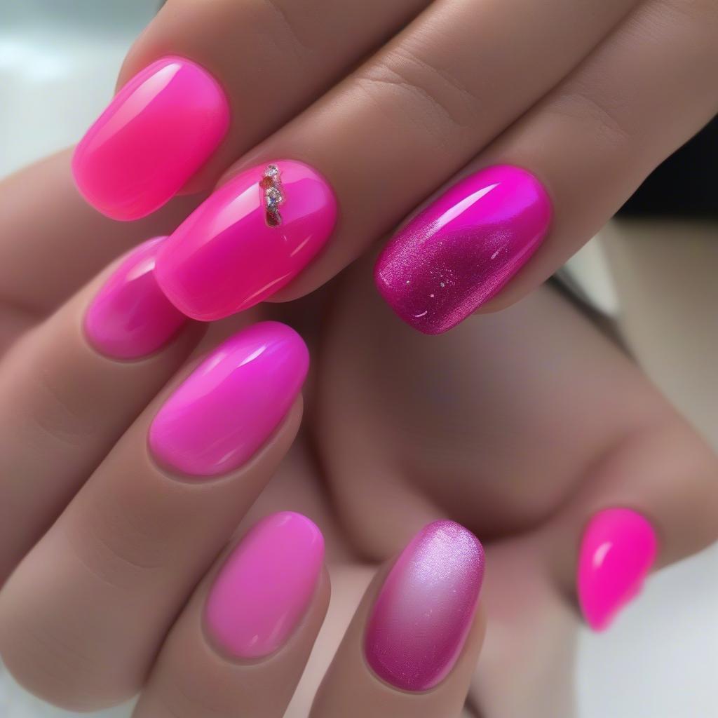 Hot Pink Gel Nail Designs