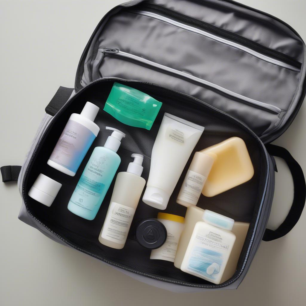 Hotel Size Toiletries in a Travel Bag