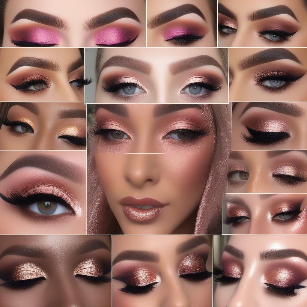 Different Eye Makeup Looks Created with the Huda Beauty Rose Gold Palette