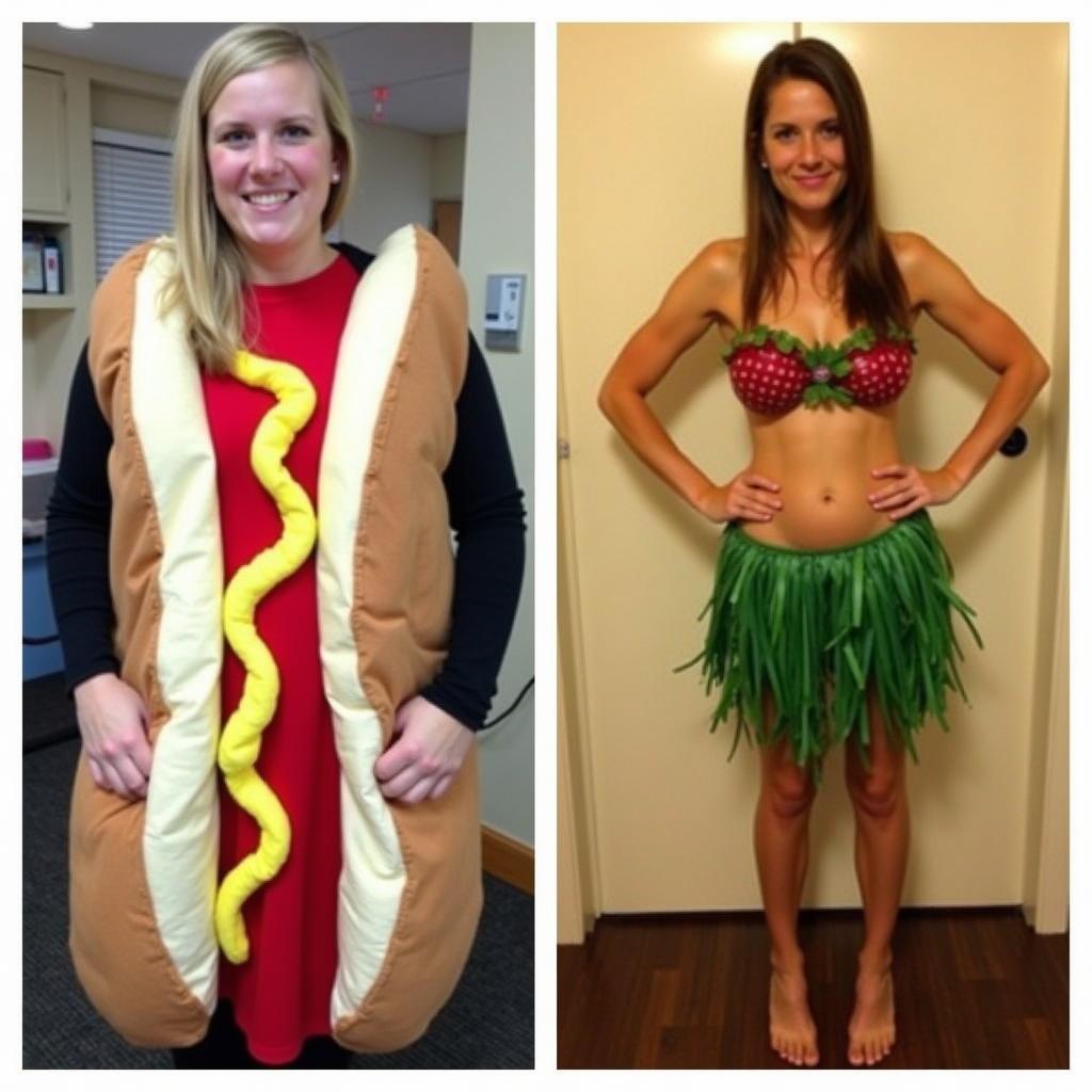 Humorous H Costumes - Hot Dog and Hula Dancer