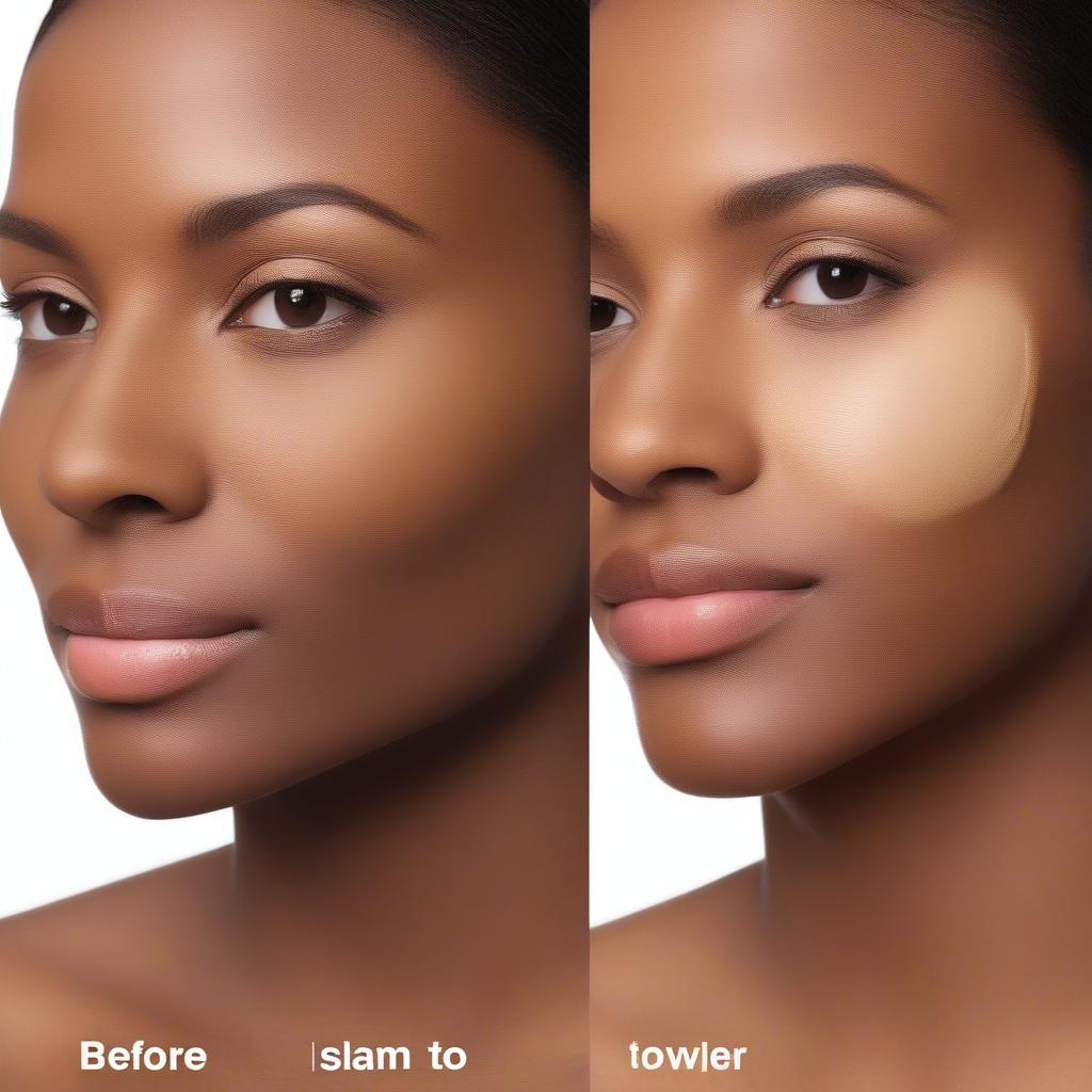 Iman Cream to Powder Foundation Before and After