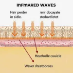 Infrared Hair Brush Technology: A diagram showing the infrared waves penetrating the hair shaft.