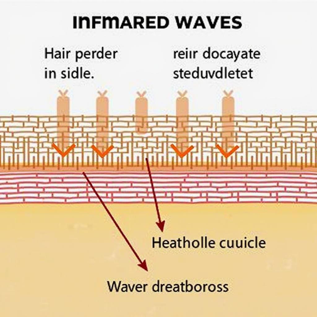 Infrared Hair Brush Technology: A diagram showing the infrared waves penetrating the hair shaft.