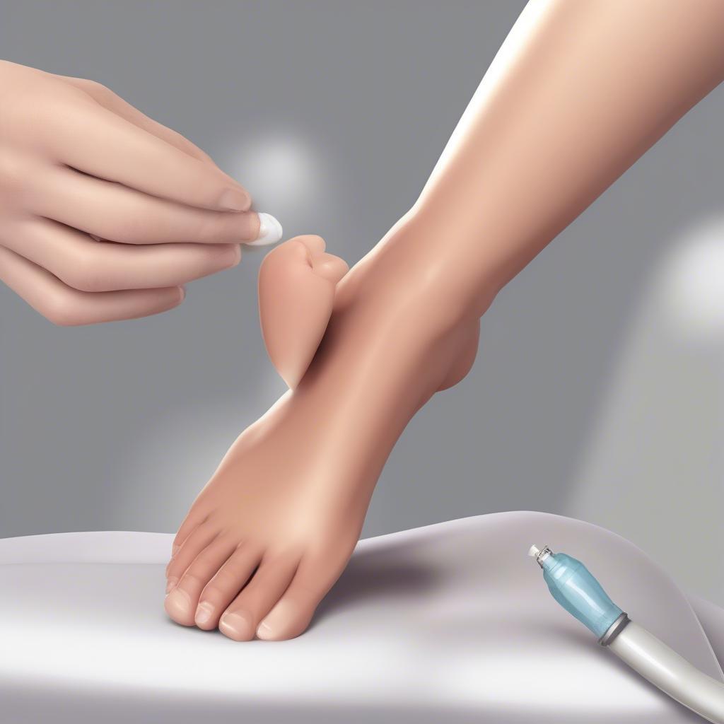 Treatment of an ingrown toenail by a podiatrist