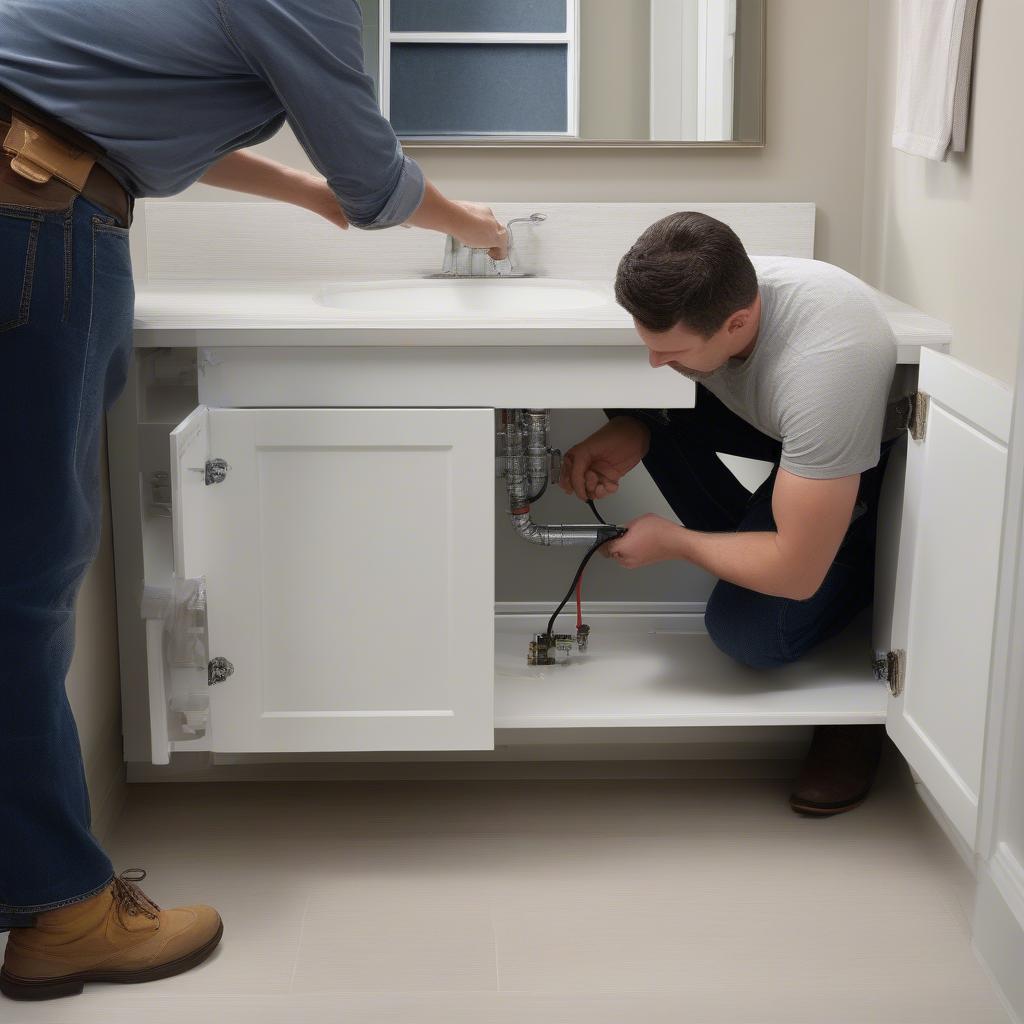 Installing a 60-inch bathroom vanity