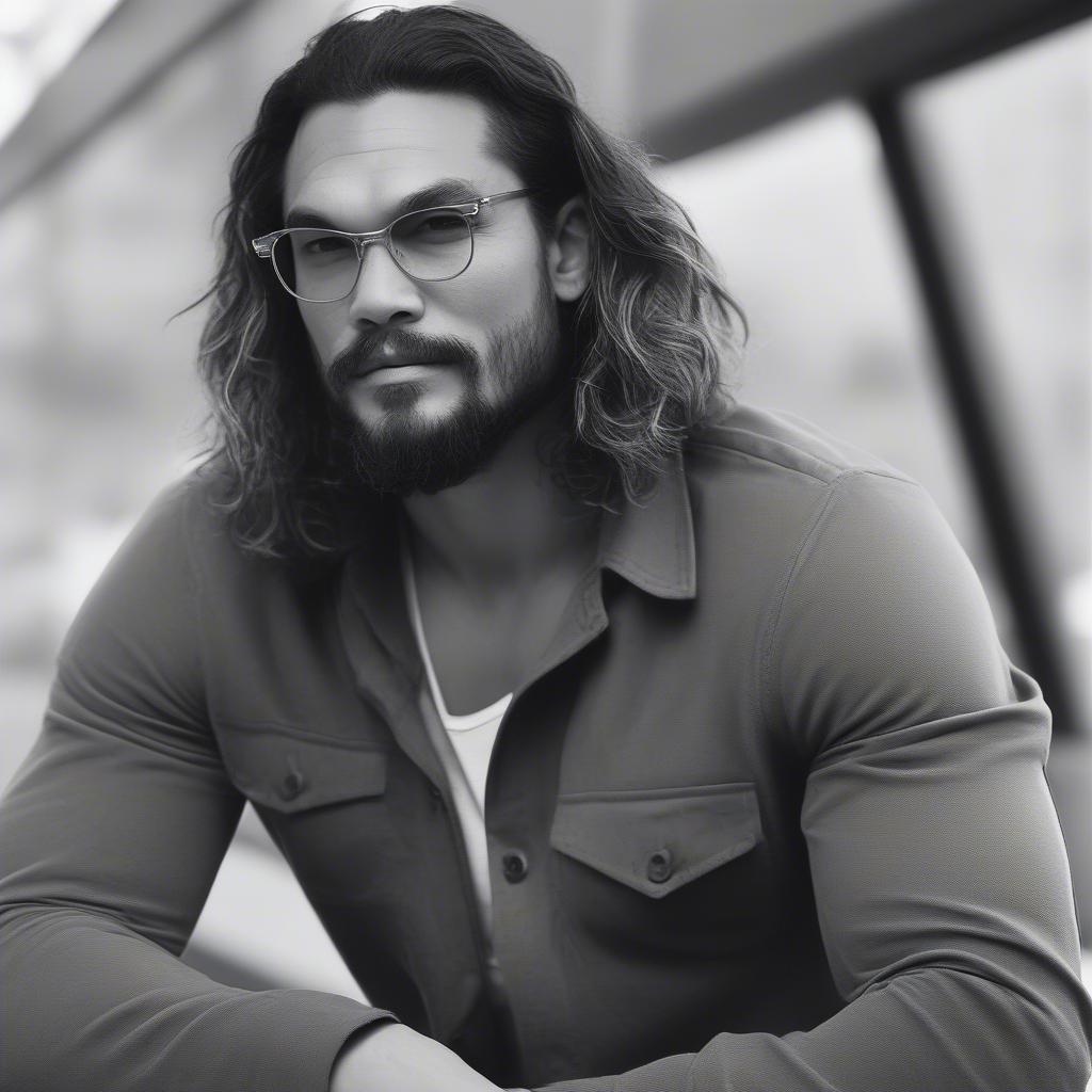 Jason Momoa Wearing Square Clear Glasses