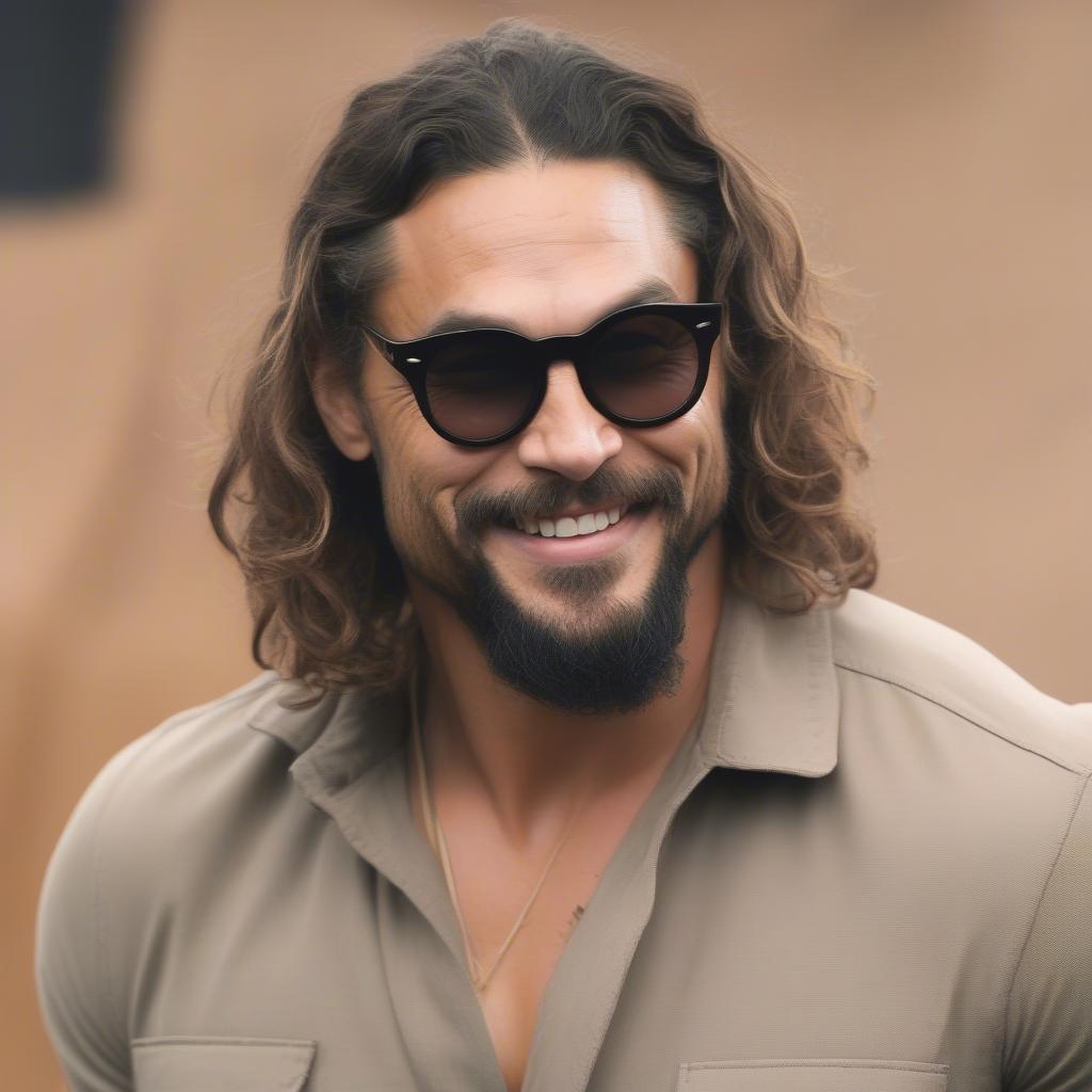 Jason Momoa in Round Tinted Glasses