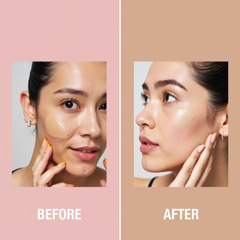 Before and after using a k beauty cleansing balm