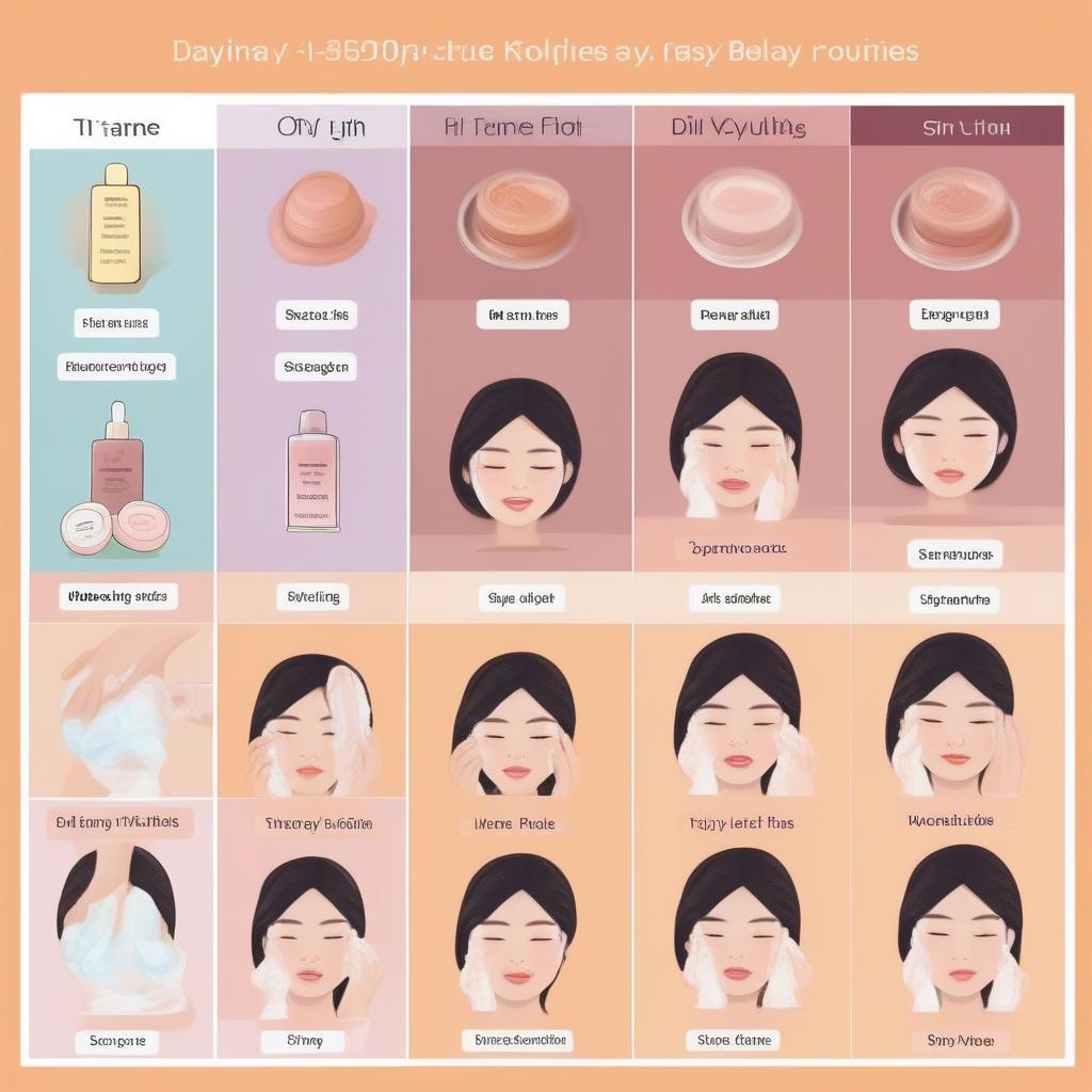 Kbeauty Day and Night Routine Chart