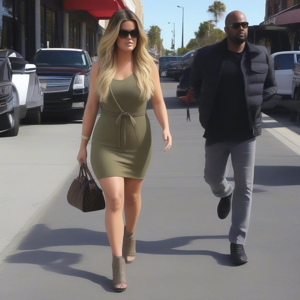 Khloe Kardashian in a casual dress