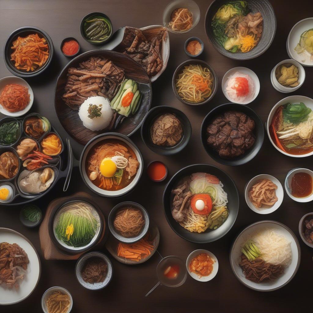 A Spread of Korean Dishes