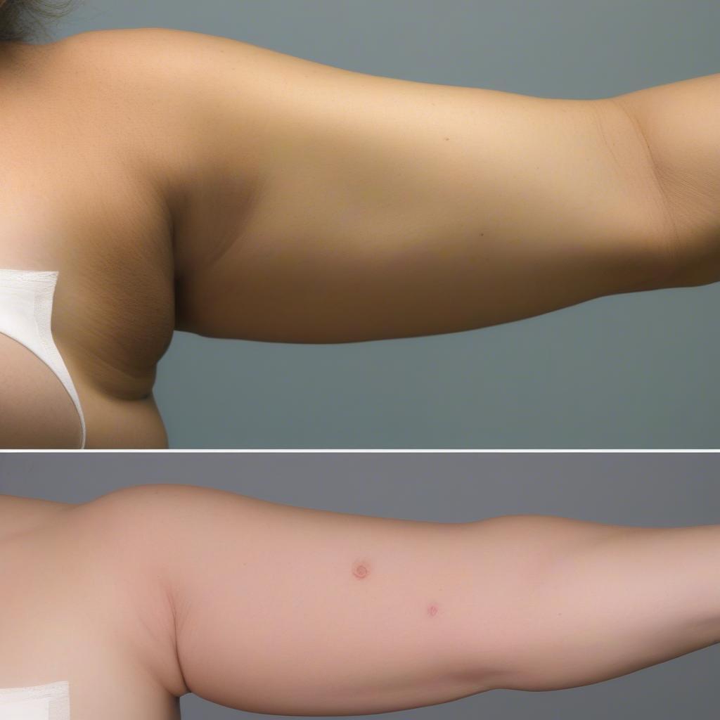 Laser Lipo Arms Before and After: Comparison photos showing the results of laser lipo on a patient's arms.