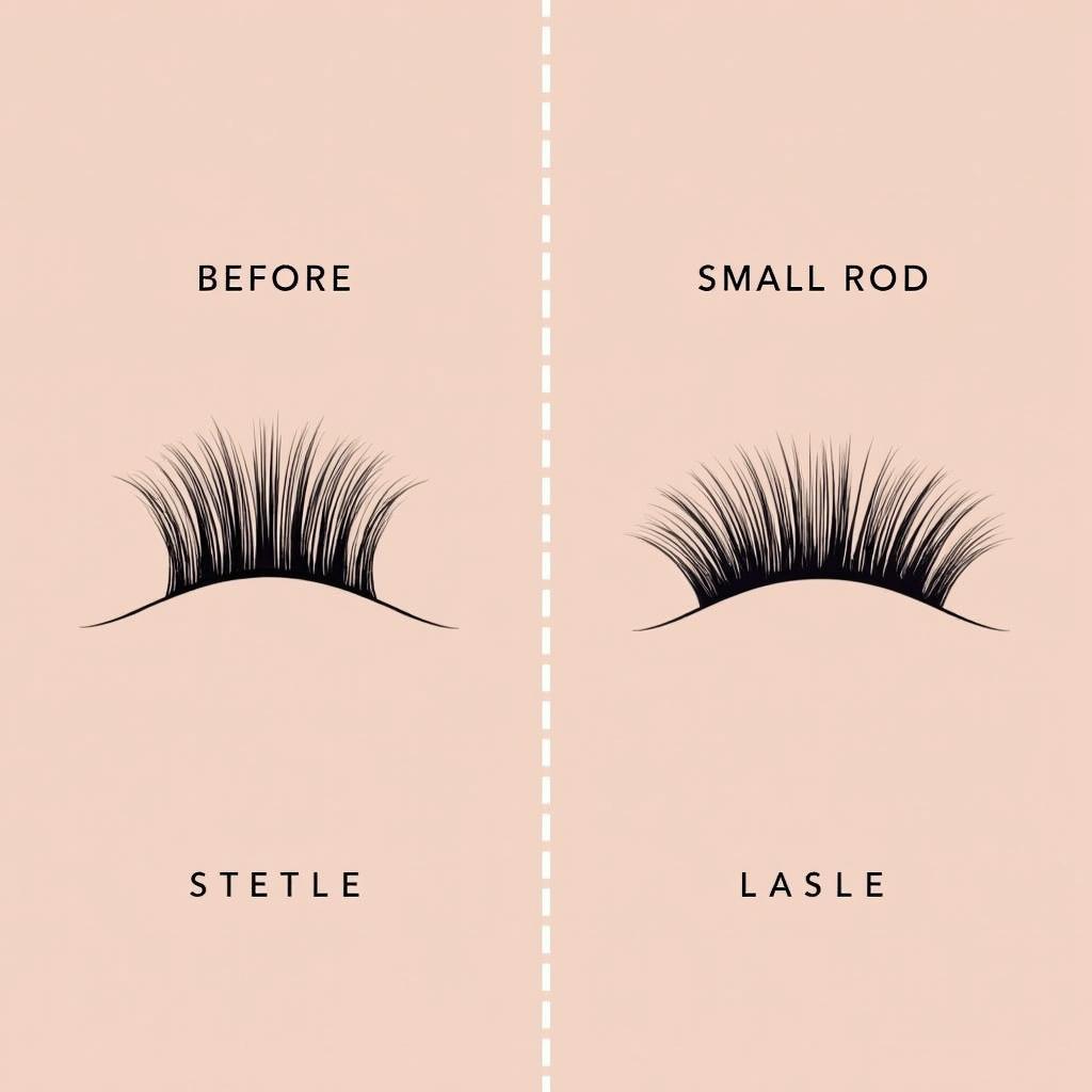 Lash Lift Before and After with Different Rod Sizes