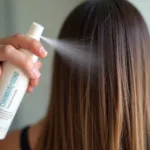 Leave-in conditioner being applied to keratin-treated hair