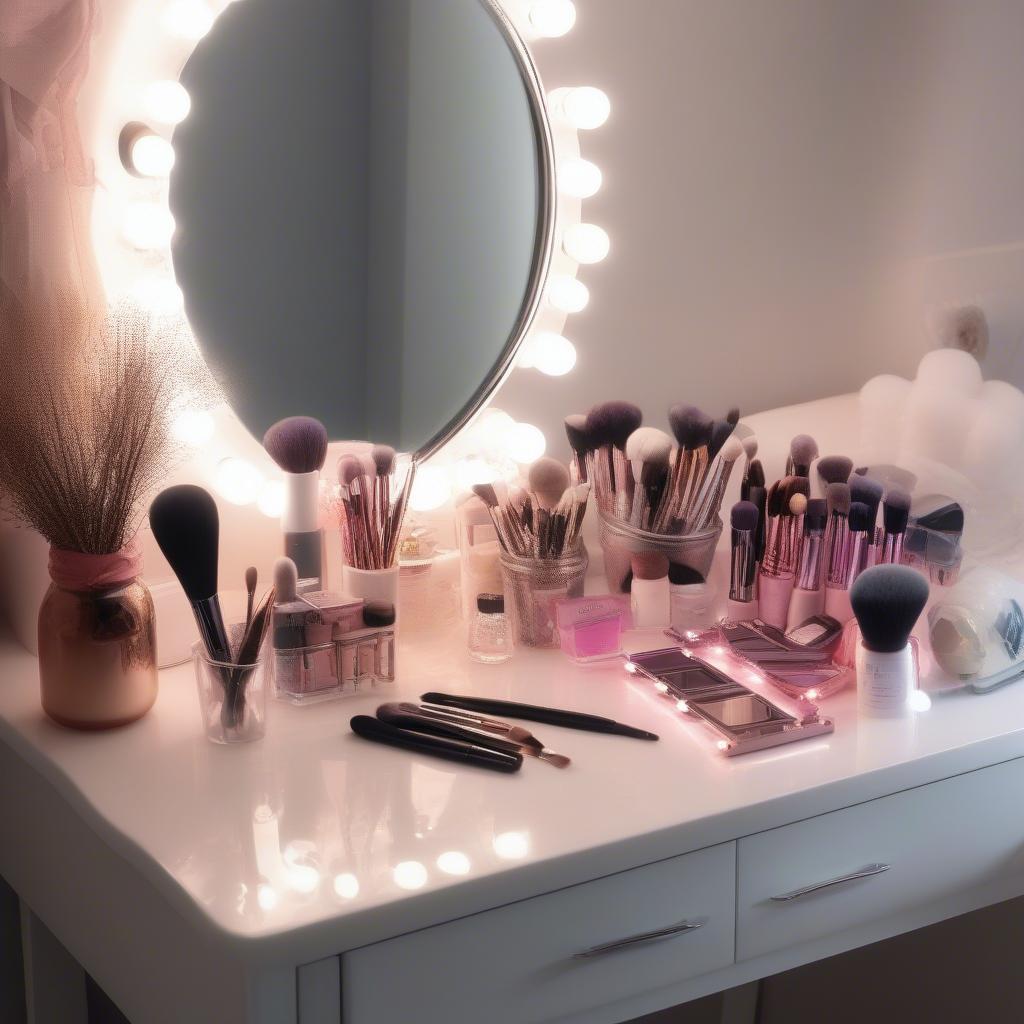 LED Small Mirror on Vanity Table