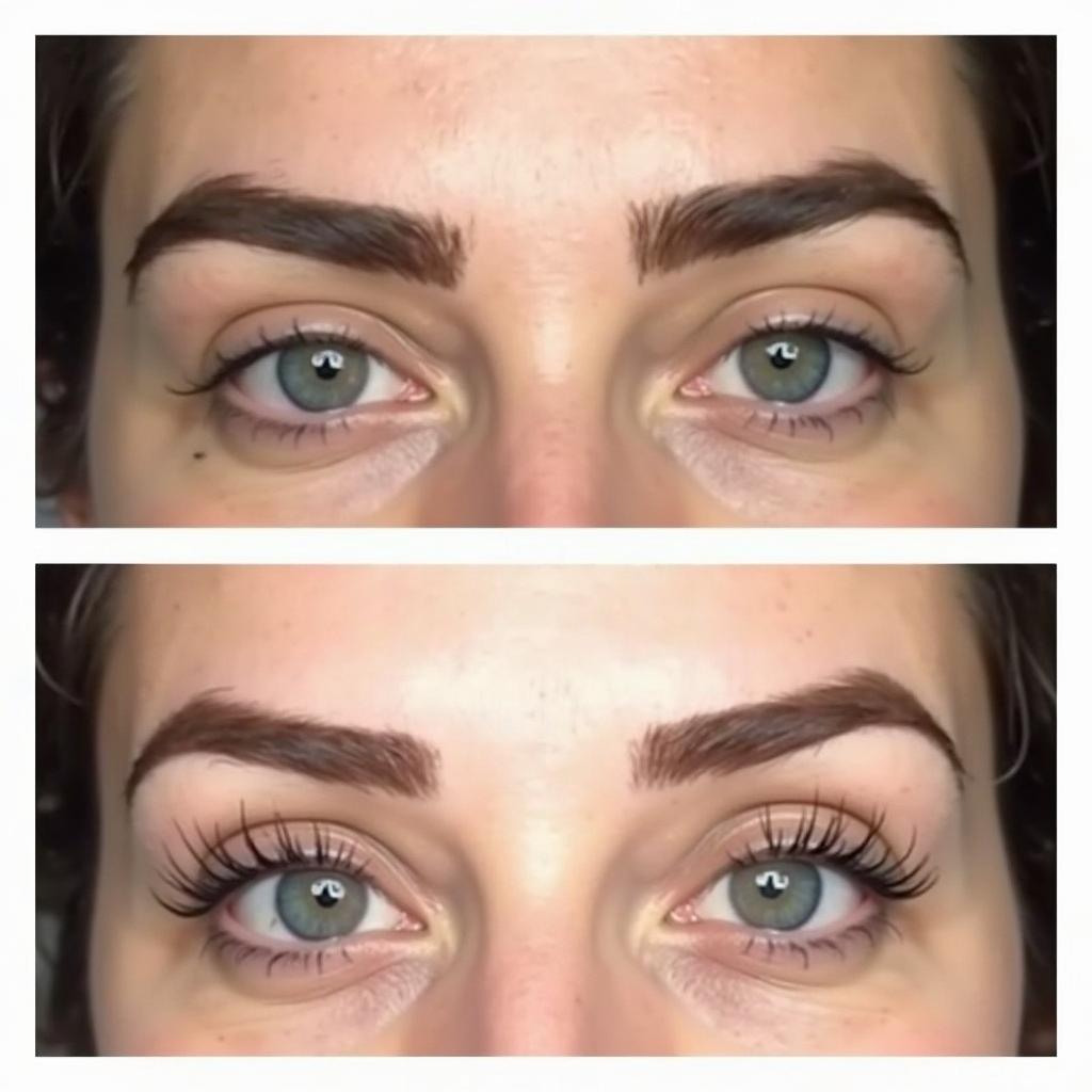 Before and After Lifted Brow Lamination