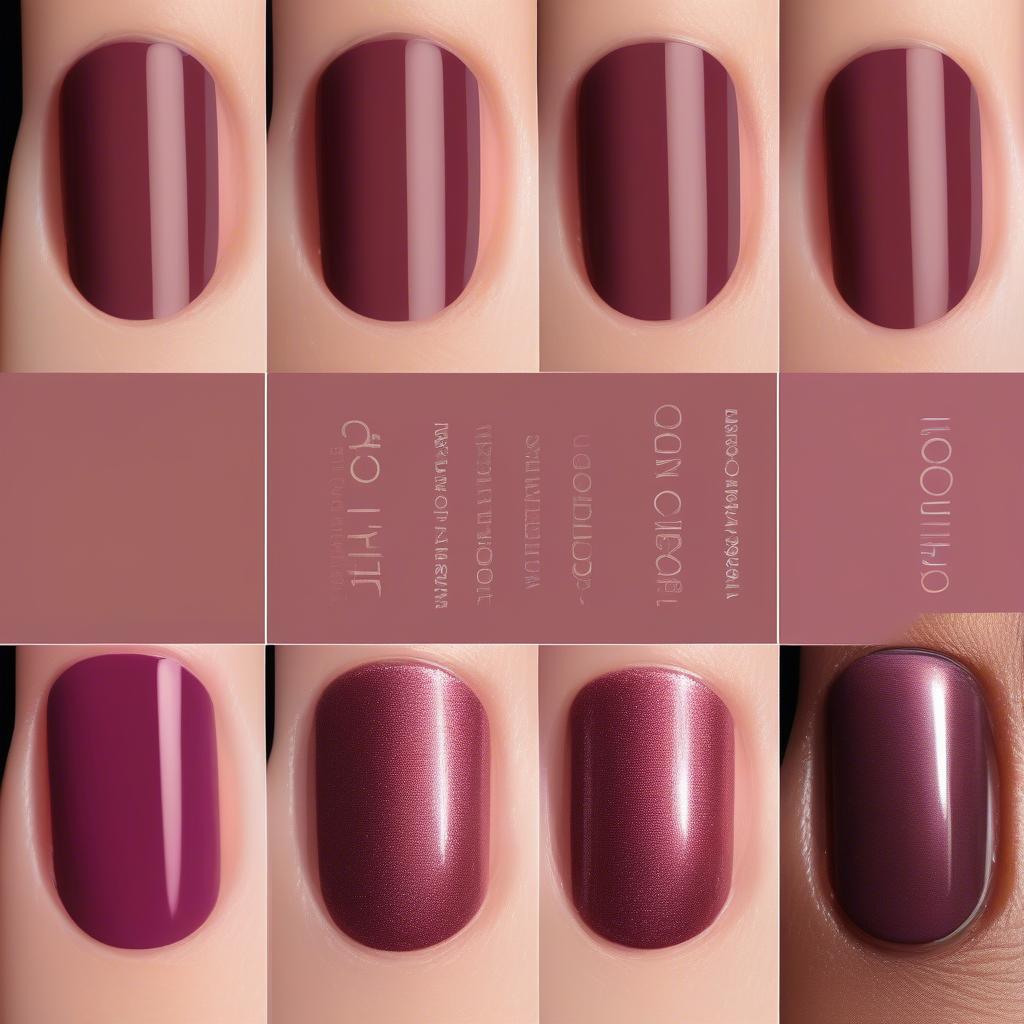 Light Burgundy Nail Polish Swatches on Various Skin Tones