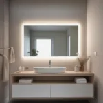 Modern light up mirror for wall in a bathroom setting