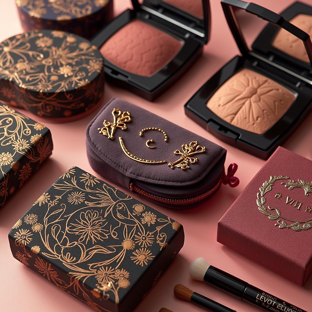 Luxurious limited edition makeup packaging featuring intricate designs and premium materials.