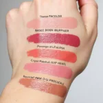 Swatches of various lip glosses