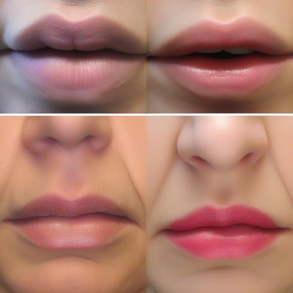 Before and after lip injection demonstrating significant volume increase