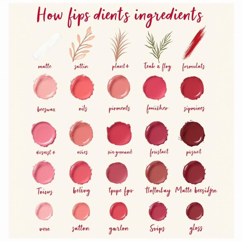 Close-up of different lipstick formulas and ingredients.