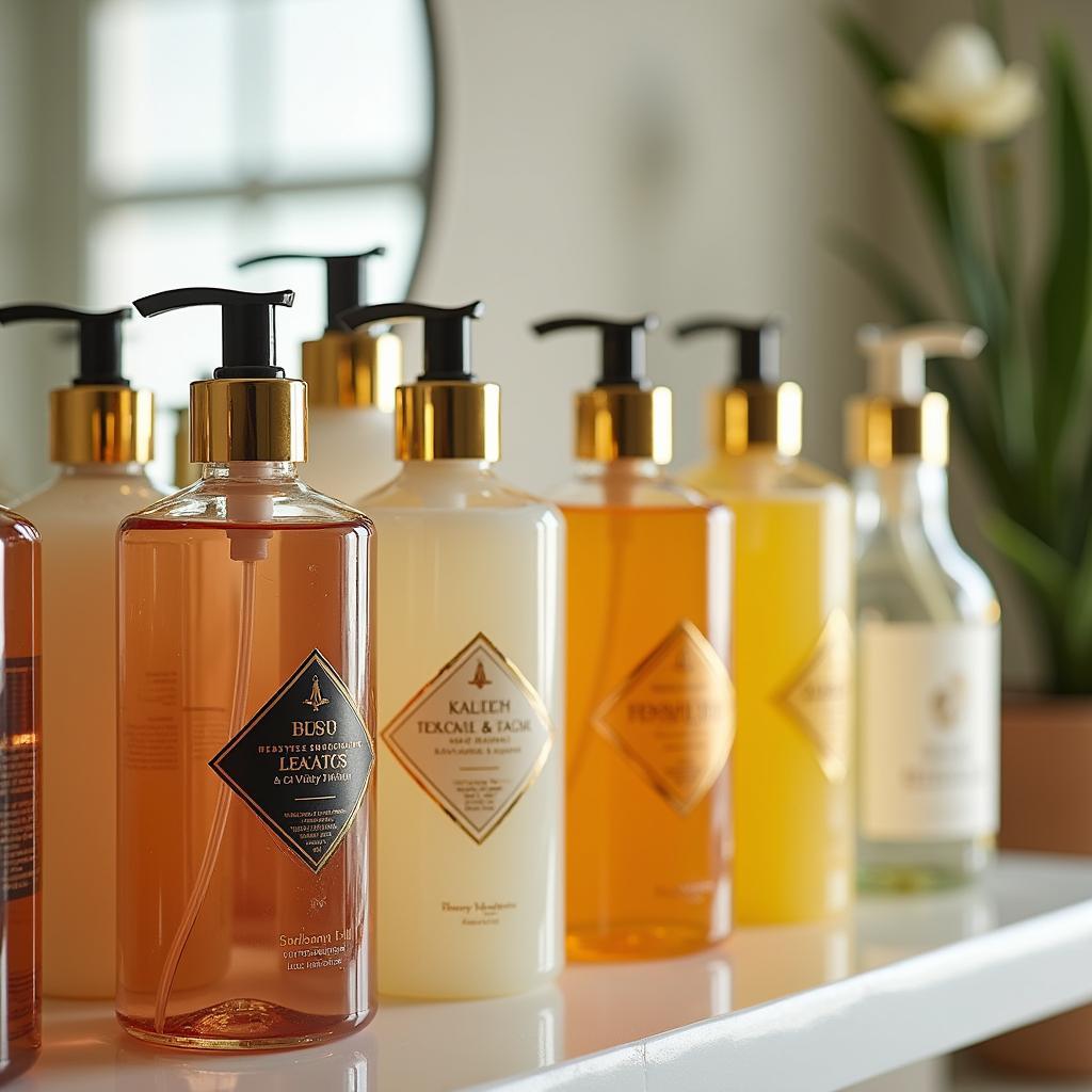 Luxury Body Wash Bottles on a Shelf