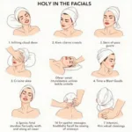 A series of photos showing the different stages of a Chinese lymphatic drainage facial