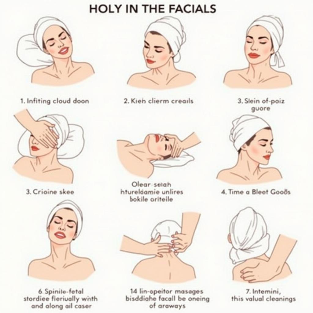 A series of photos showing the different stages of a Chinese lymphatic drainage facial