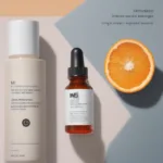 Close-up of m61 vitamin c serum bottle