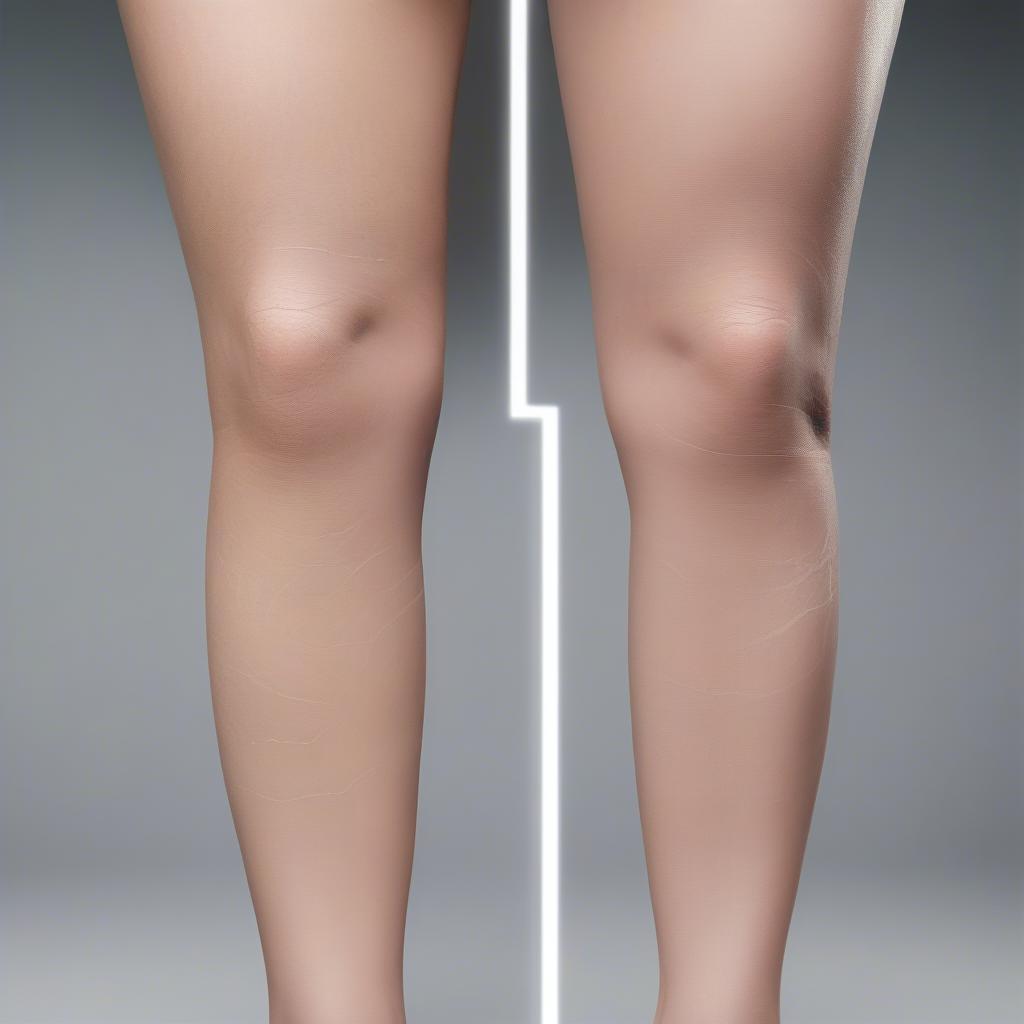 Makeup effectively covering spider veins on legs