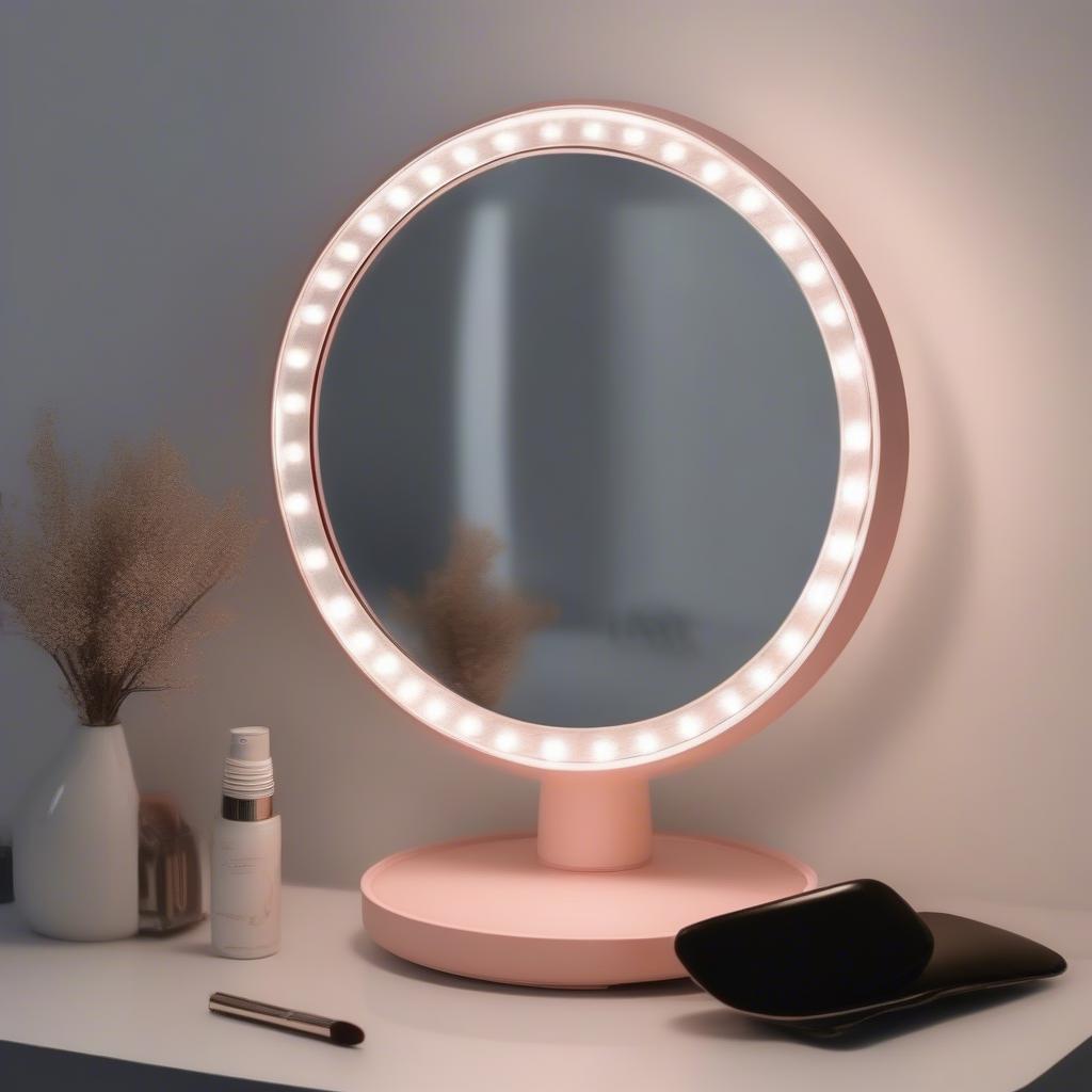 Round Makeup Mirror with LED Lights