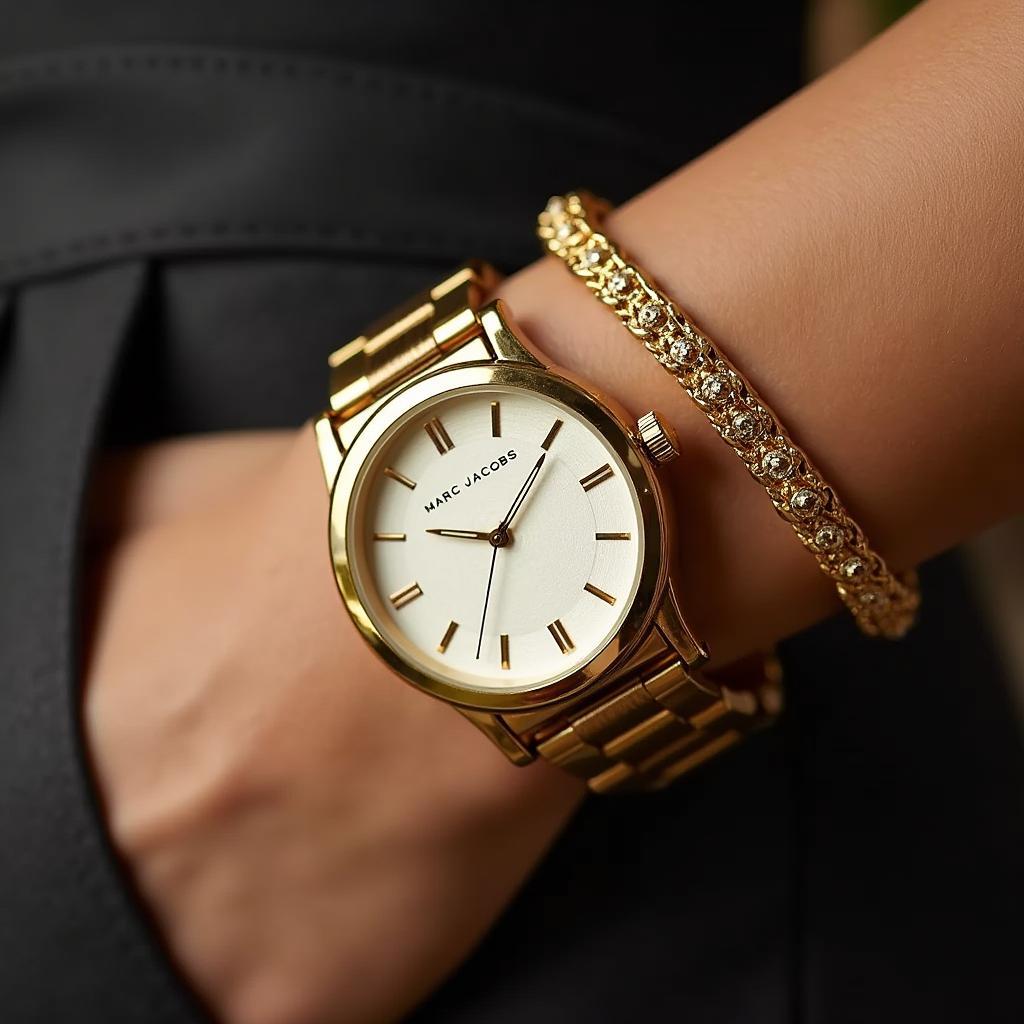 Marc by Marc Jacobs Gold Watch on Wrist