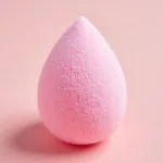 Close-up of a marshmallow beauty blender showcasing its soft, squishy texture.