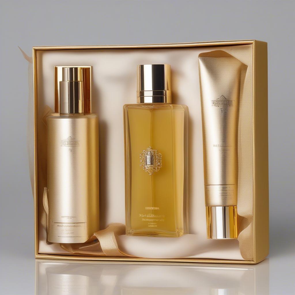 A beautifully packaged Memories Gold perfume gift set, perfect for special occasions