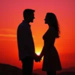 Modern Couple Holding Hands at Sunset