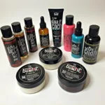 Various modern pomades and hair styling products designed for achieving a slicked-back look.