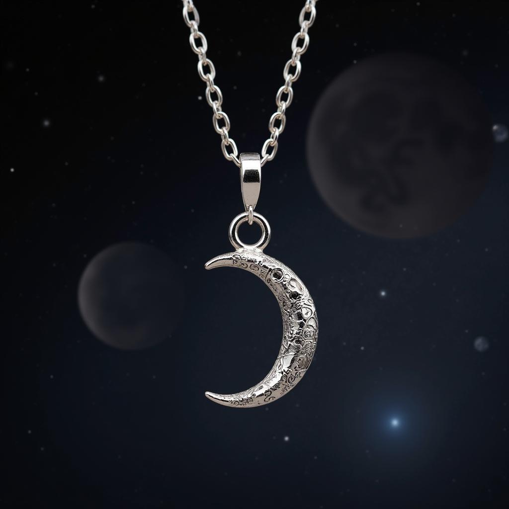 Moon Phase Necklace Birthday Gift: A silver necklace with a crescent moon pendant reflecting a specific moon phase.