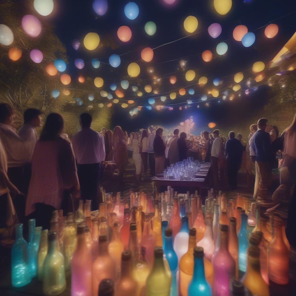 Moonlit Bottles at a Party