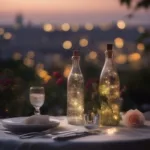 Moonlit Bottles at a Romantic Dinner