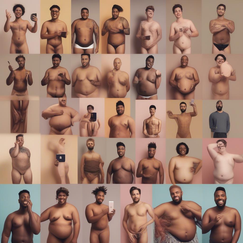 Men embracing body positivity through naked selfies