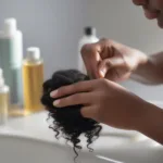 Applying Natural Black Hair Oil to Afro-Textured Hair