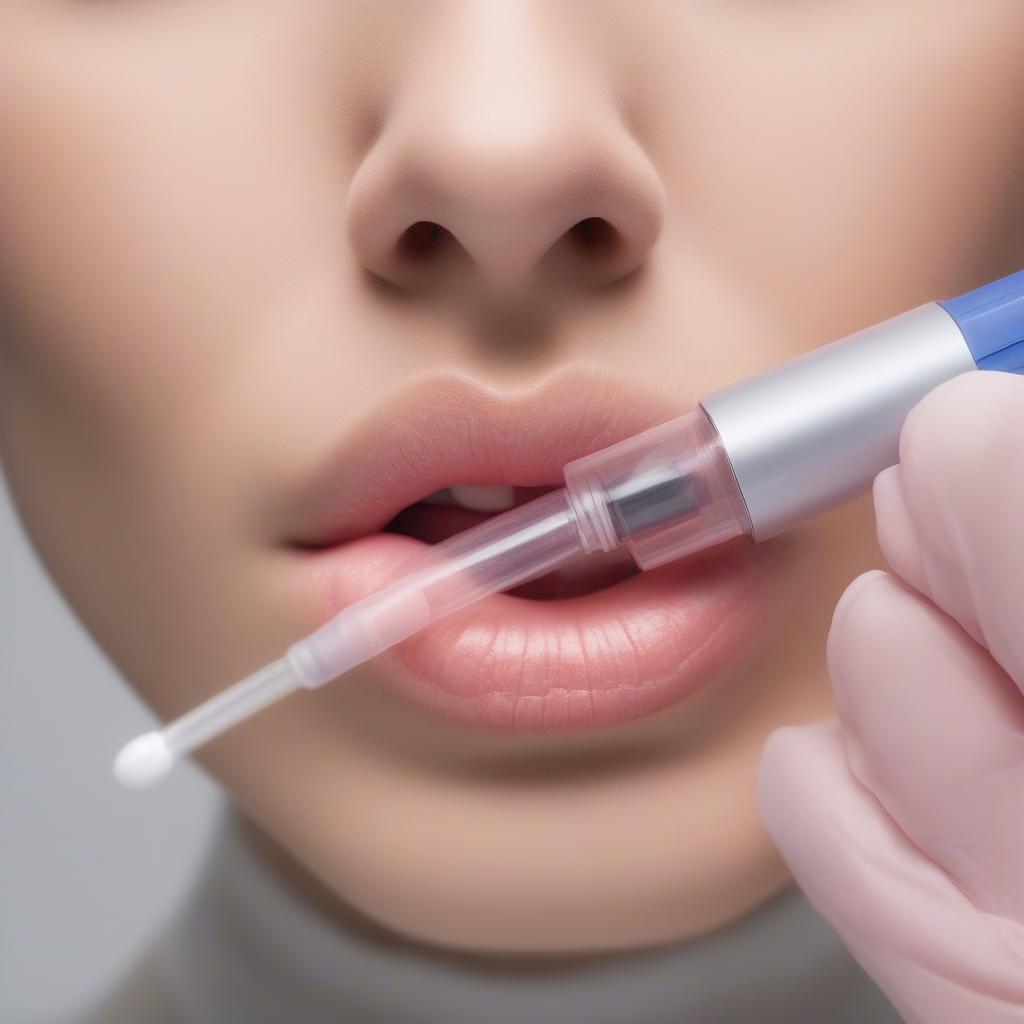 Needleless lip filler device in action