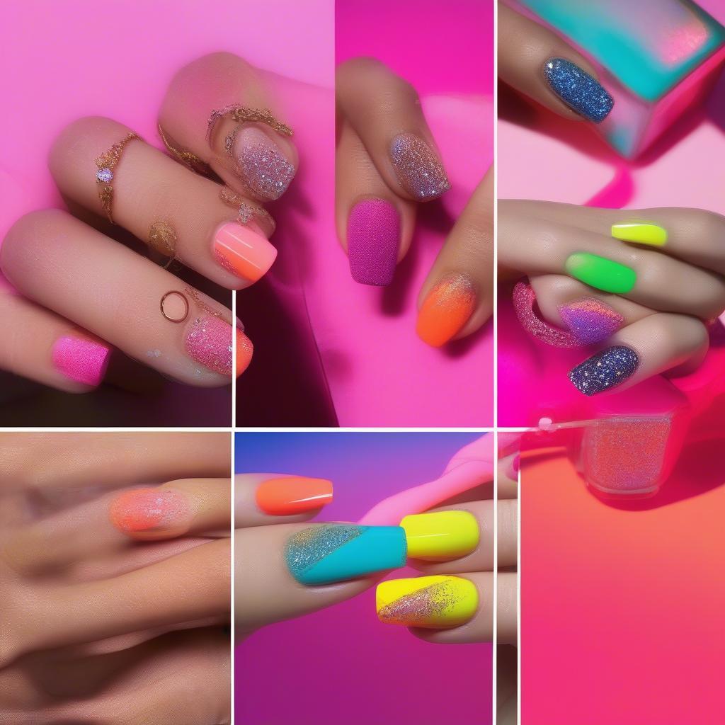 Neon Bright Dip Nail Designs