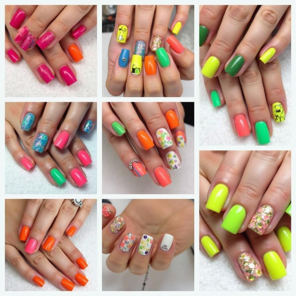 Neon Spring Dip Nail Designs